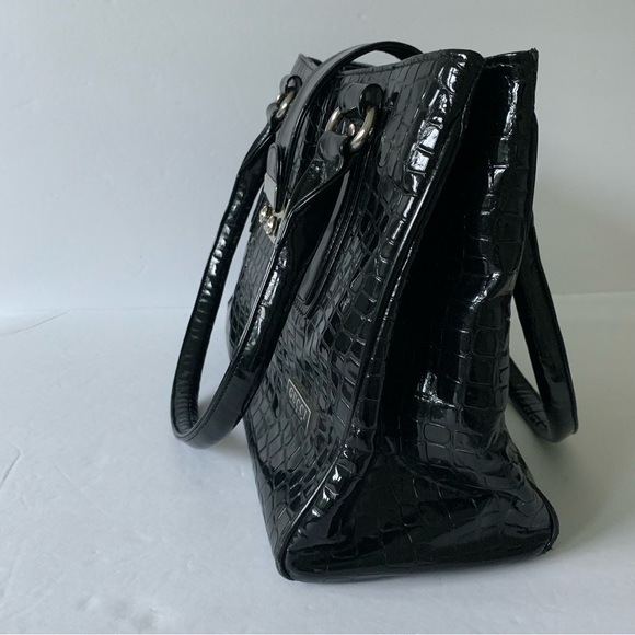 Authentic Gucci mini purse black crocodile print locking purse suede lining - Picture 5 of 15